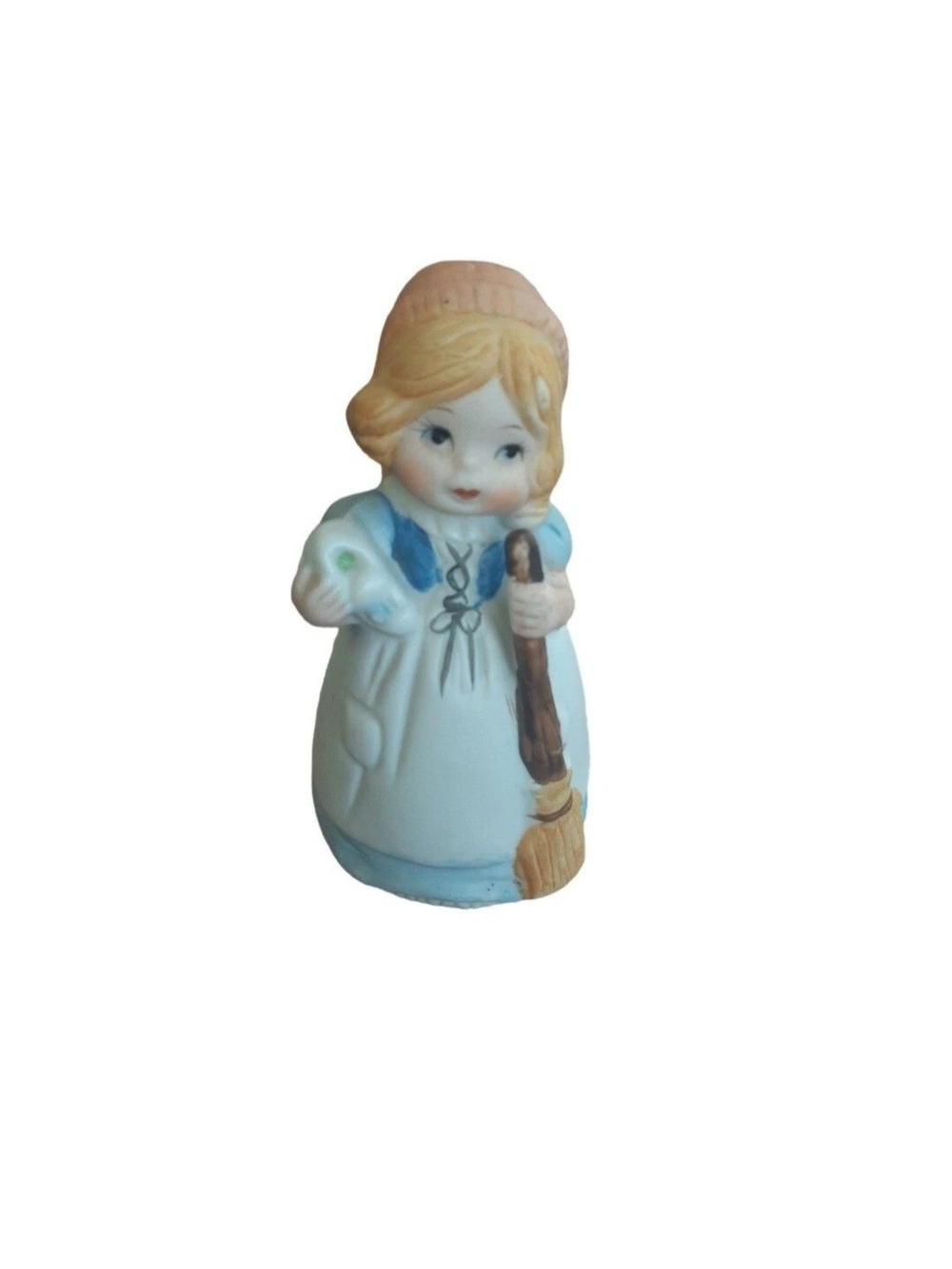 Vintage JASCO 1978 Merry Bells Girl Figurine Bell Bisque Porcelain Christmas